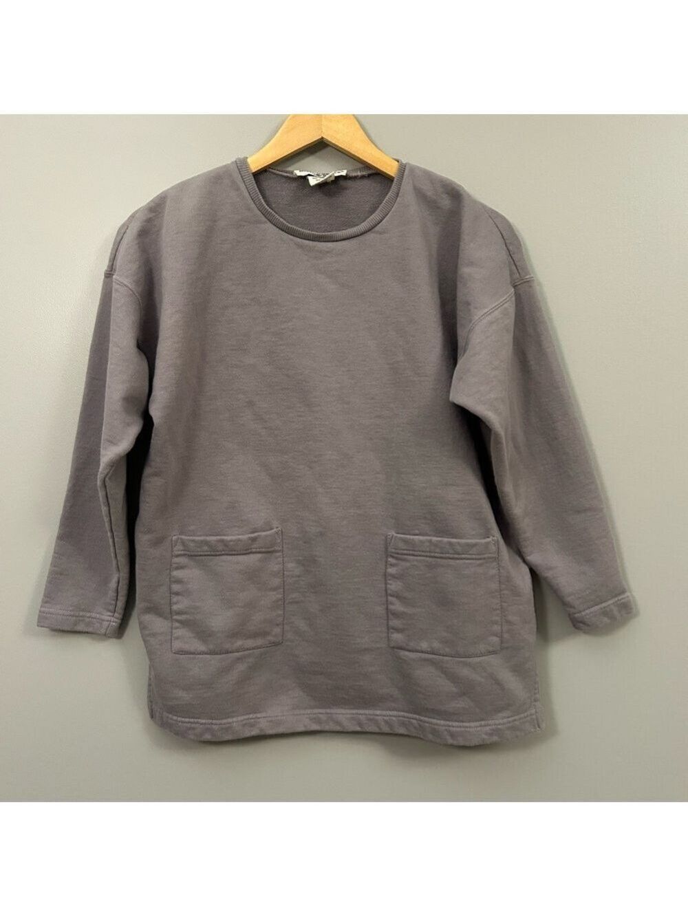 Boston Traders Vintage Gray Cotton Top Size Small Grey Front Pockets Sweater
